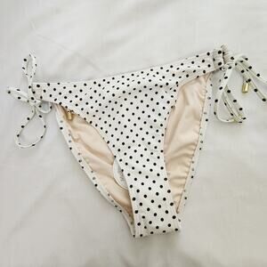 Peony Swimwear Biscotti Polka Dot Tie-Side Bikini Bottoms Gold Toggles NWT